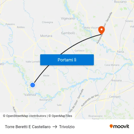 Torre Beretti E Castellaro to Trivolzio map