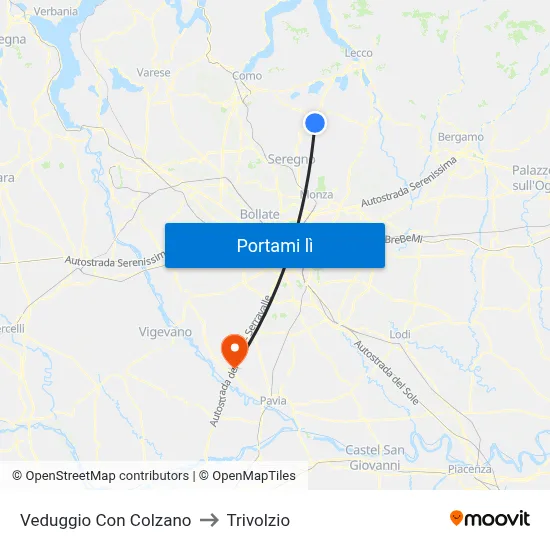 Veduggio Con Colzano to Trivolzio map