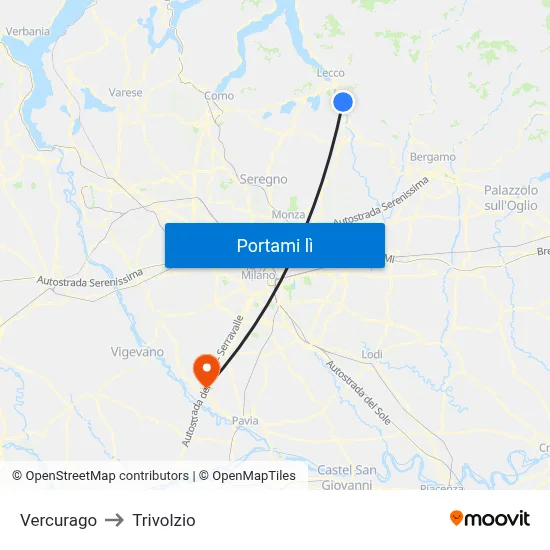 Vercurago to Trivolzio map