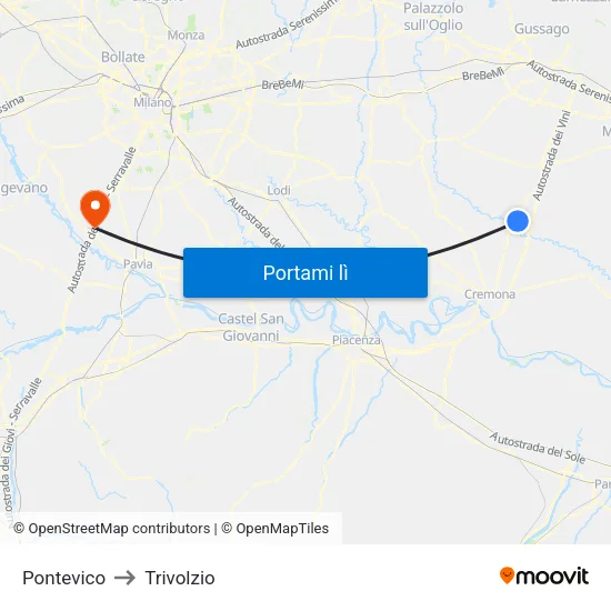 Pontevico to Trivolzio map