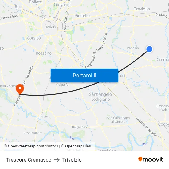 Trescore Cremasco to Trivolzio map