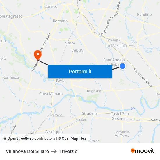 Villanova Del Sillaro to Trivolzio map