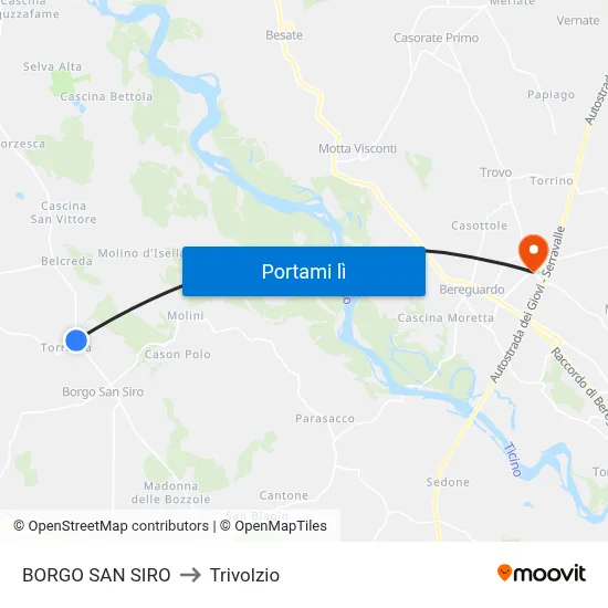 BORGO SAN SIRO to Trivolzio map