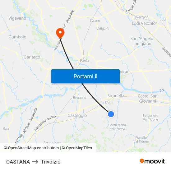CASTANA to Trivolzio map