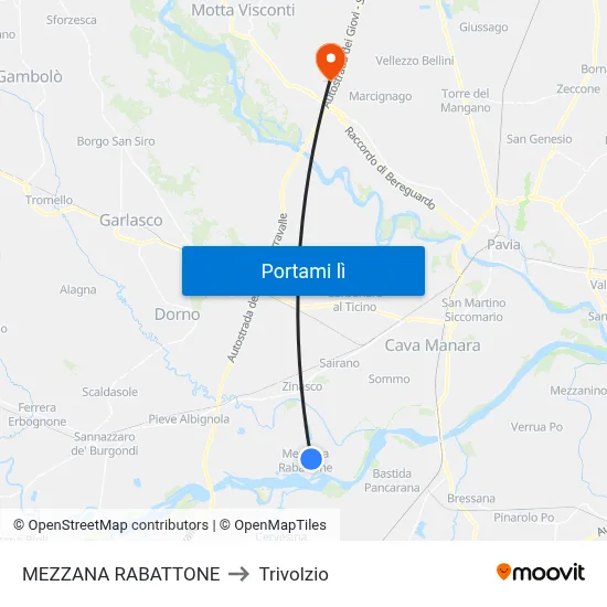 MEZZANA RABATTONE to Trivolzio map