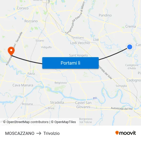 MOSCAZZANO to Trivolzio map