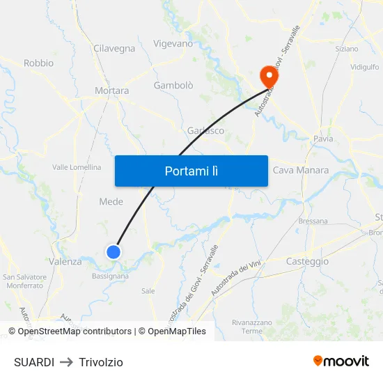 SUARDI to Trivolzio map