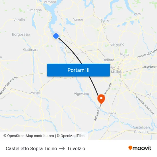 Castelletto Sopra Ticino to Trivolzio map