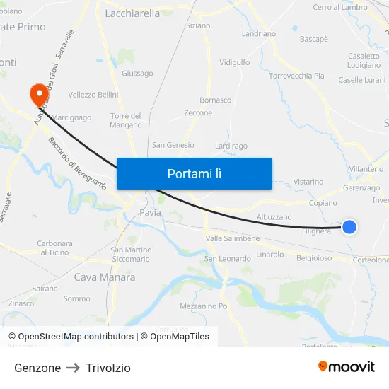 Genzone to Trivolzio map