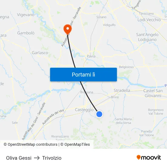 Oliva Gessi to Trivolzio map