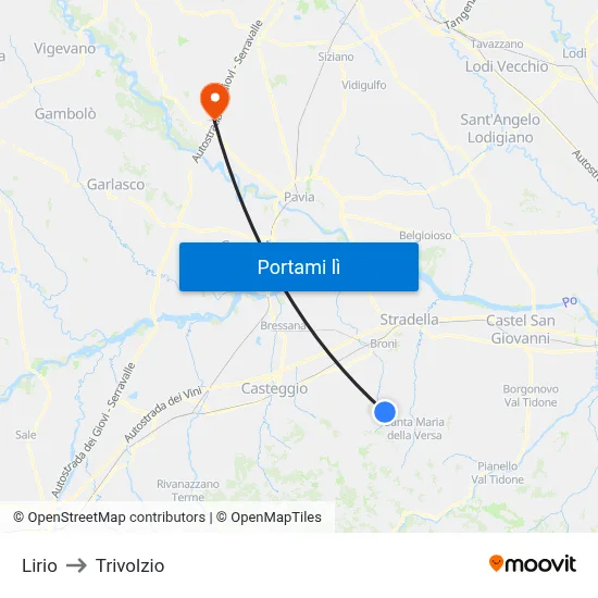 Lirio to Trivolzio map