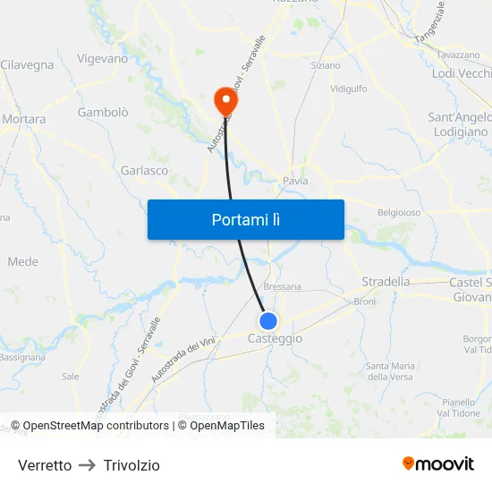 Verretto to Trivolzio map