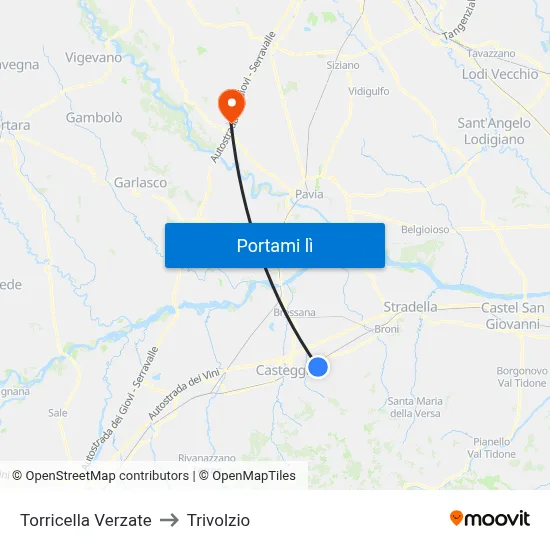 Torricella Verzate to Trivolzio map