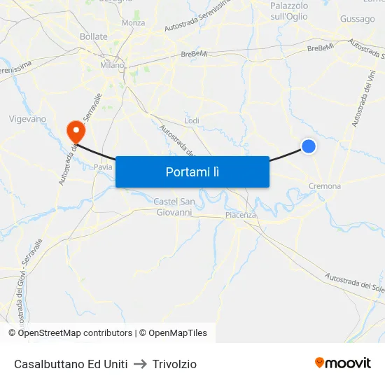 Casalbuttano Ed Uniti to Trivolzio map