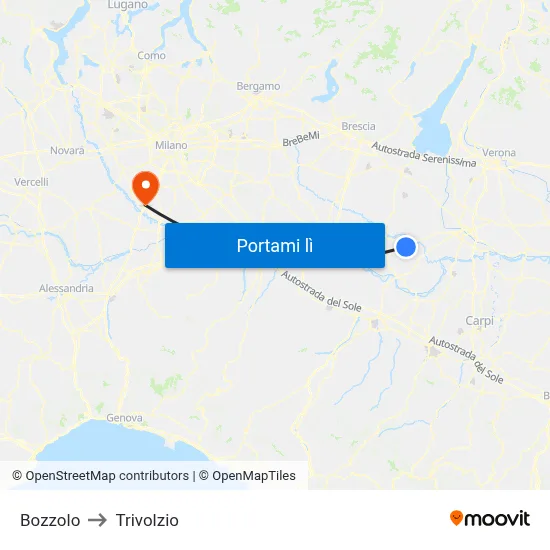 Bozzolo to Trivolzio map