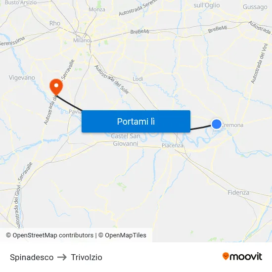 Spinadesco to Trivolzio map