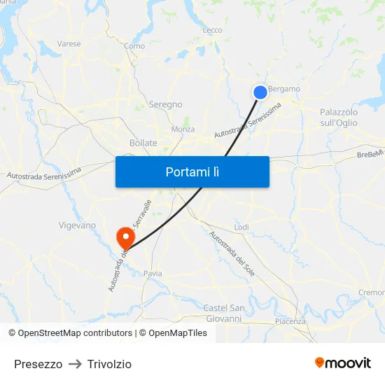 Presezzo to Trivolzio map