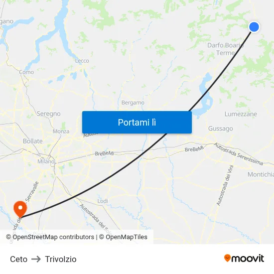 Ceto to Trivolzio map