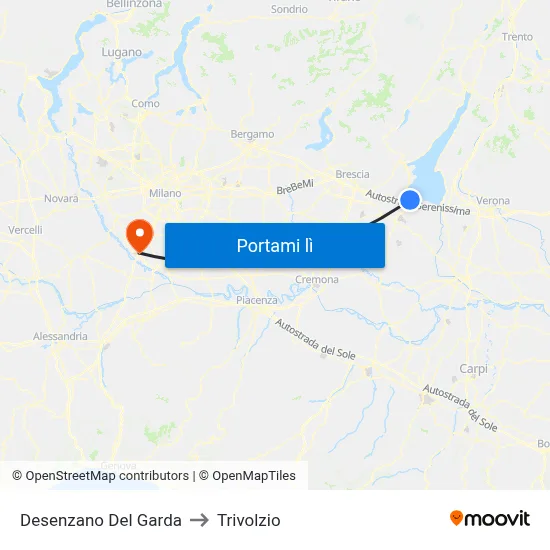 Desenzano Del Garda to Trivolzio map