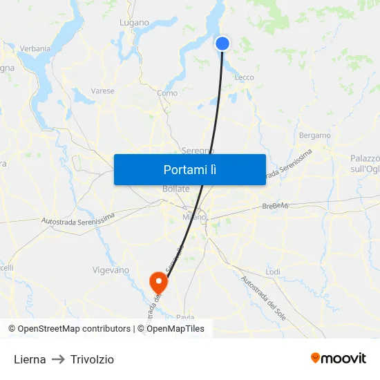 Lierna to Trivolzio map