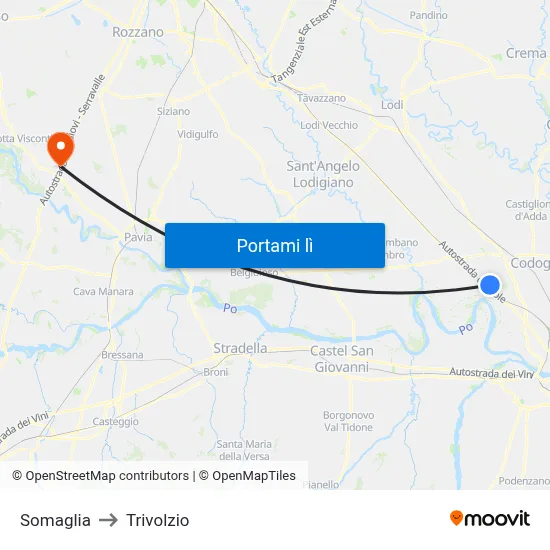 Somaglia to Trivolzio map