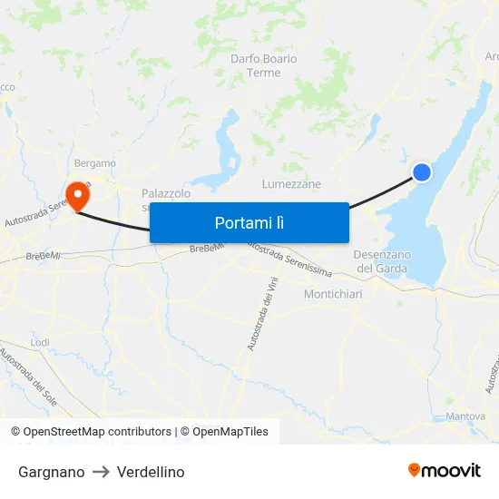 Gargnano to Verdellino map