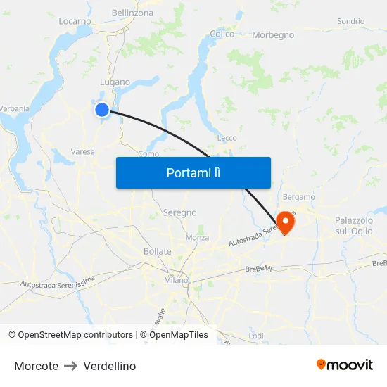 Morcote to Verdellino map