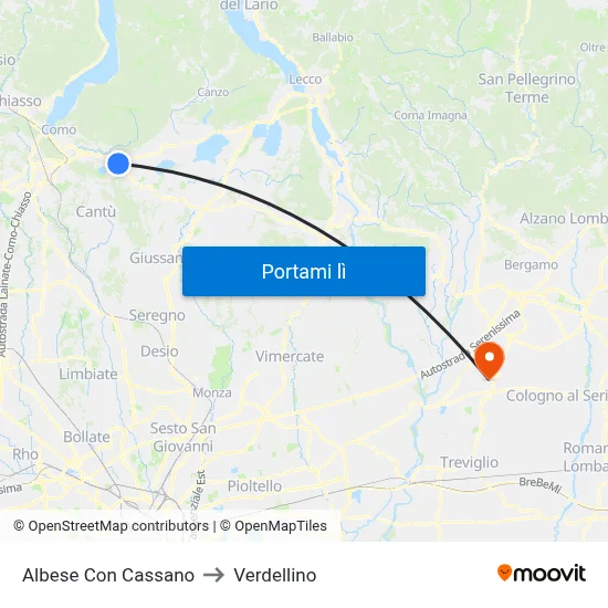 Albese Con Cassano to Verdellino map
