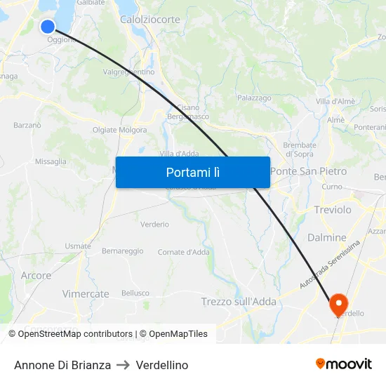 Annone Di Brianza to Verdellino map