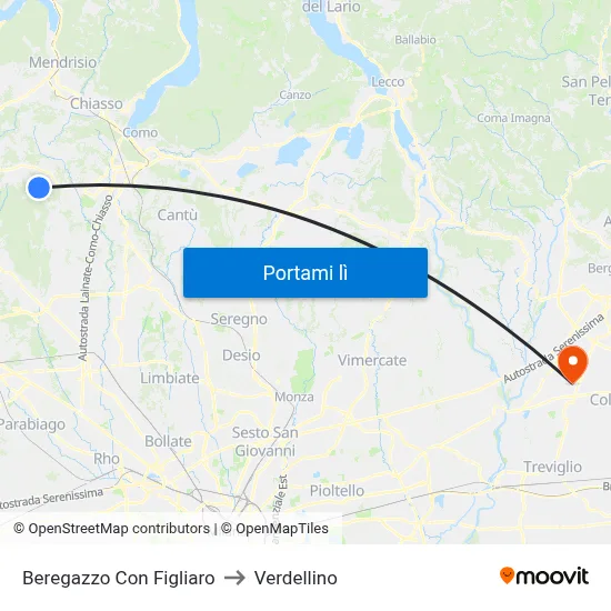 Beregazzo Con Figliaro to Verdellino map