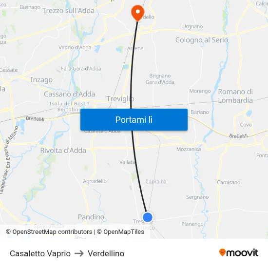 Casaletto Vaprio to Verdellino map