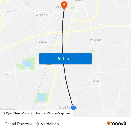 Castel Rozzone to Verdellino map