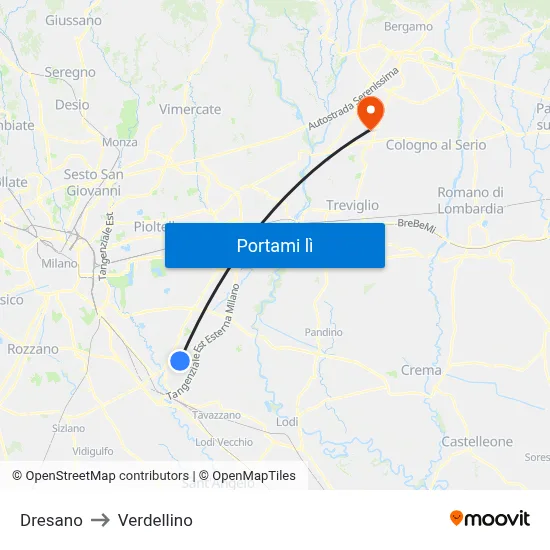 Dresano to Verdellino map