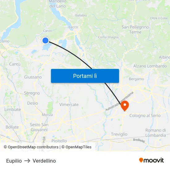 Eupilio to Verdellino map
