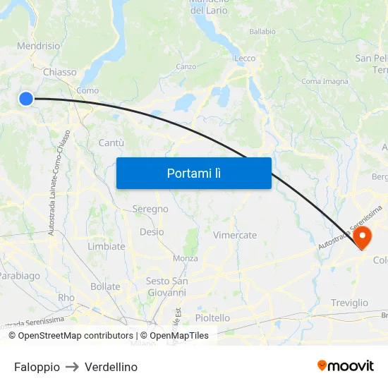 Faloppio to Verdellino map