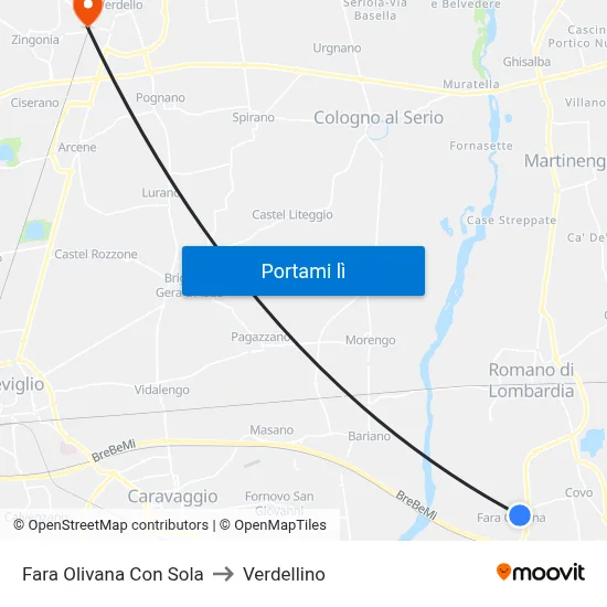 Fara Olivana Con Sola to Verdellino map