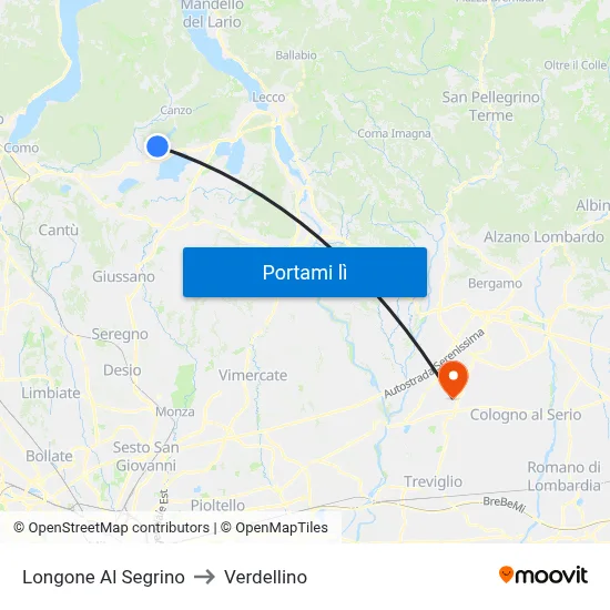 Longone Al Segrino to Verdellino map