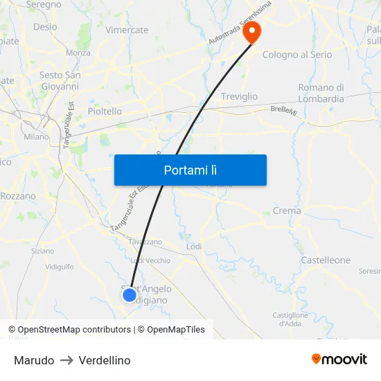 Marudo to Verdellino map