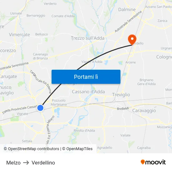 Melzo to Verdellino map
