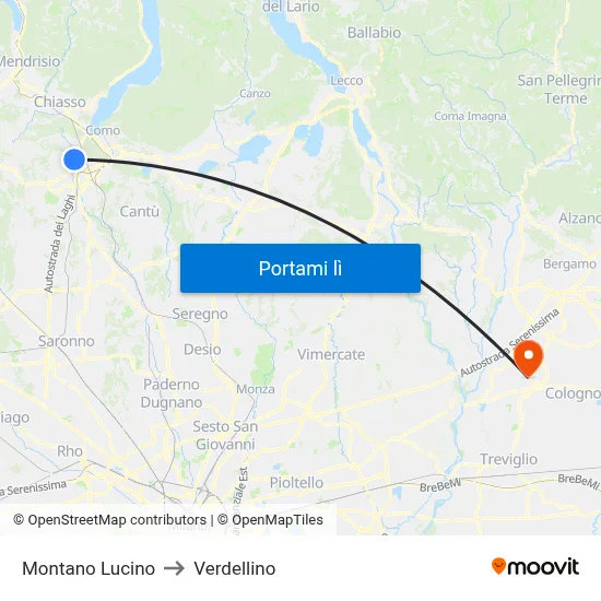 Montano Lucino to Verdellino map