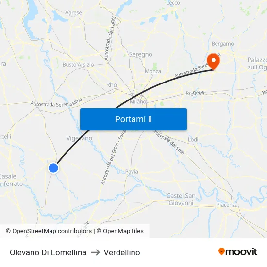 Olevano Di Lomellina to Verdellino map