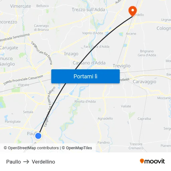 Paullo to Verdellino map