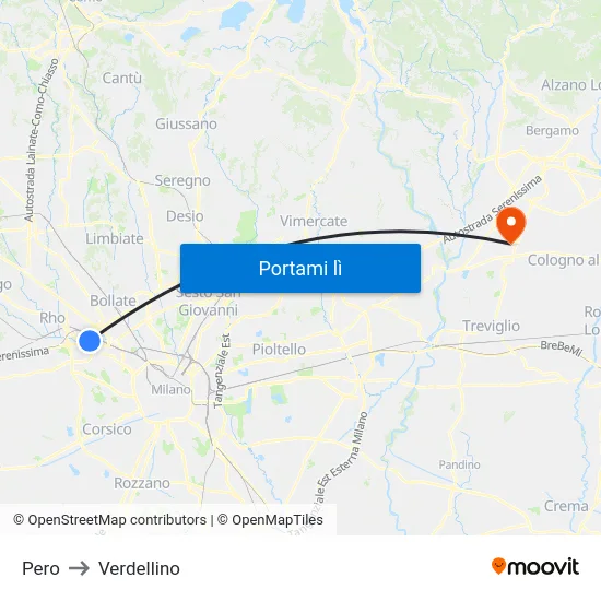 Pero to Verdellino map