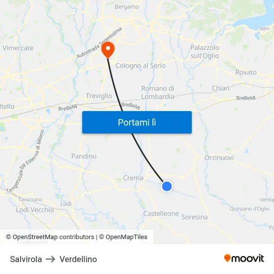 Salvirola to Verdellino map