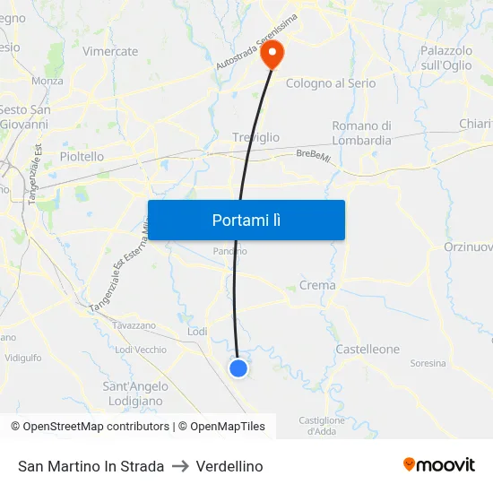 San Martino In Strada to Verdellino map