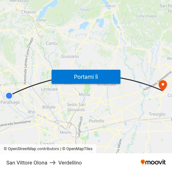 San Vittore Olona to Verdellino map