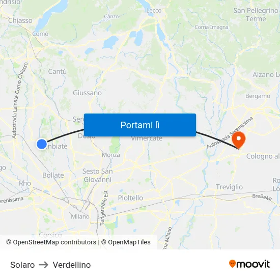 Solaro to Verdellino map