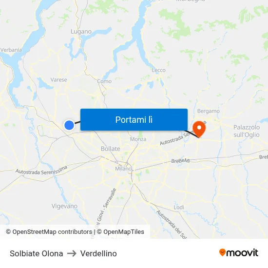Solbiate Olona to Verdellino map
