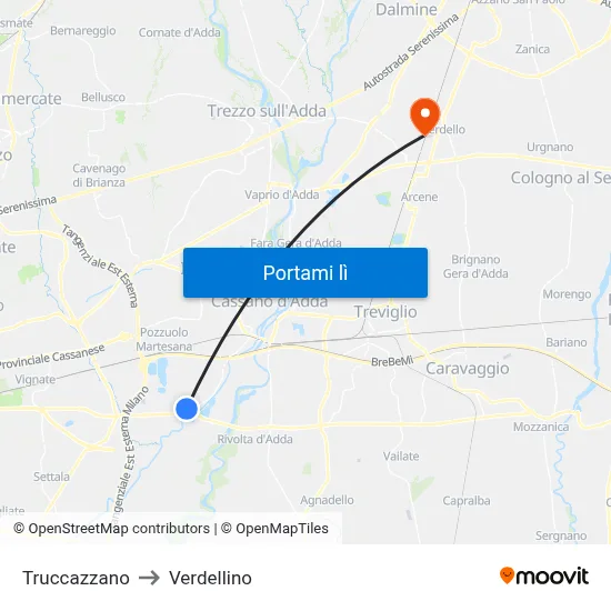 Truccazzano to Verdellino map