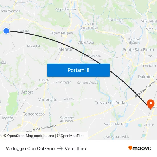 Veduggio Con Colzano to Verdellino map